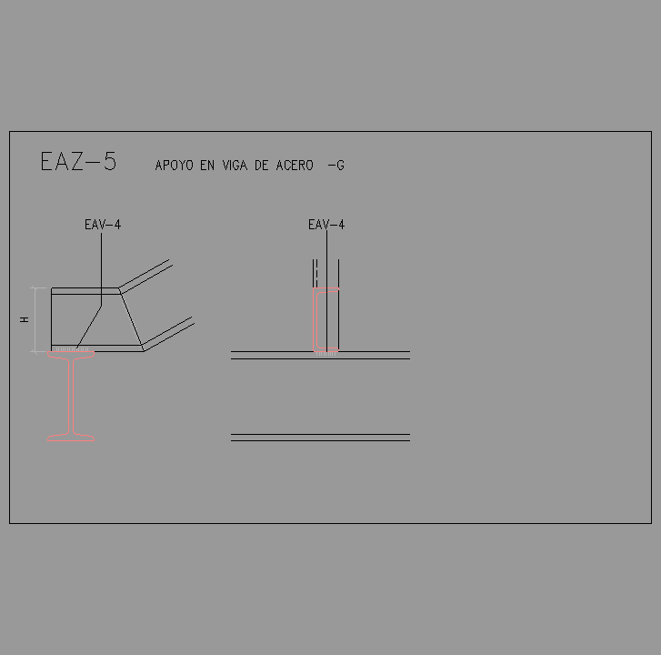 Bloque Autocad Apoyo en viga de acero